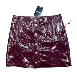 Forever 21 Glossy Burgundy Button-Front Mini Skirt